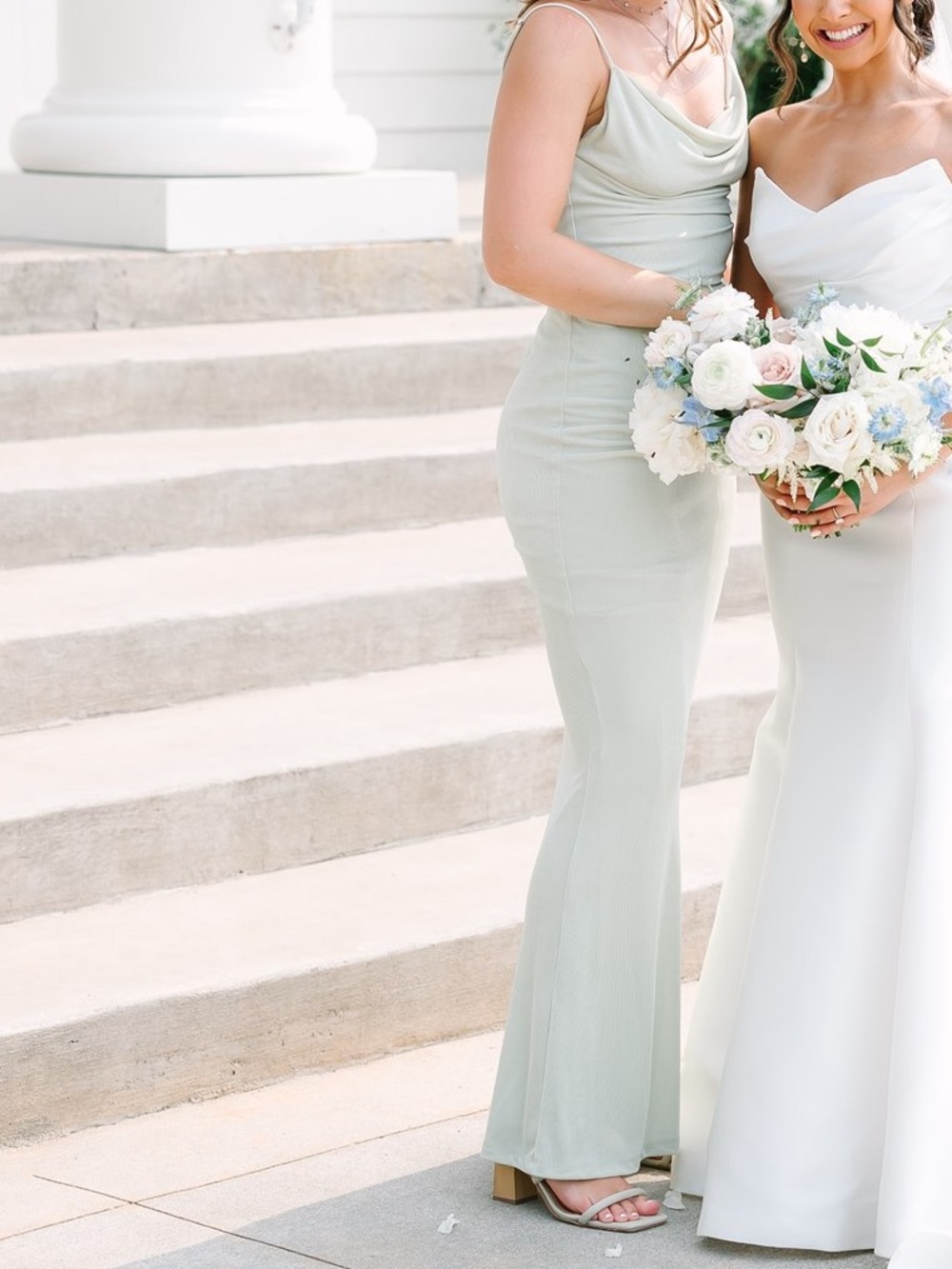 Katie May Sage Green Draped Slip Maxi Dress